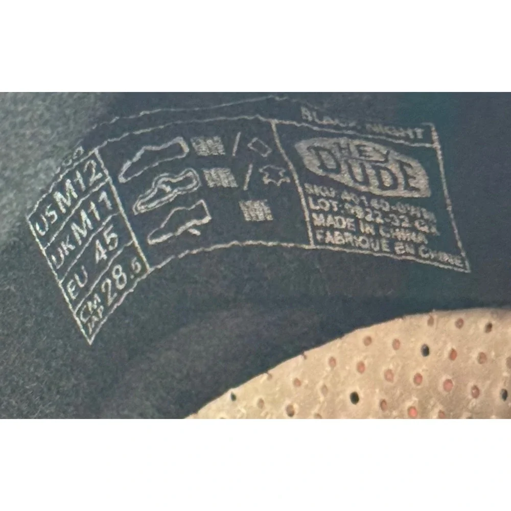 Hey Dude Sirocco Black Night Men Slip On Knit Sneakers Size 12 40160-0WN